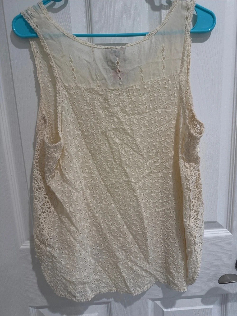 Johnny Was Ivory Crochet Eyelet Tank Top - Picture 3 of 5